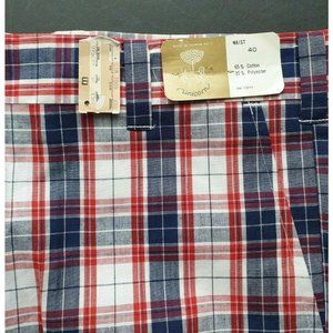 Mens Shorts Size 40 Flat Front Checked Plaid Vintage Unicorn Brand